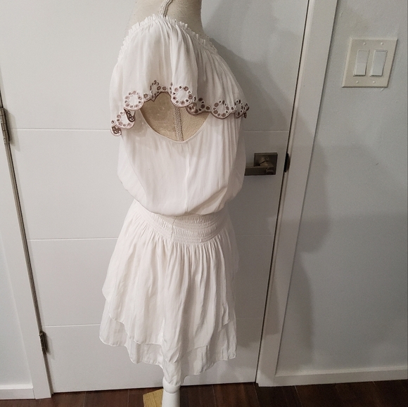 Ramy Brook Off-the-Shoulder Cynthia Flounce Mini Dress Size L - Picture 5 of 14